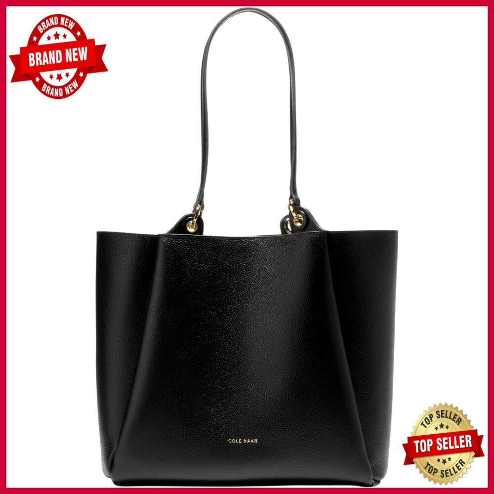 Leather Tote Bag With Detachable Pouch, Fits 15" Laptop